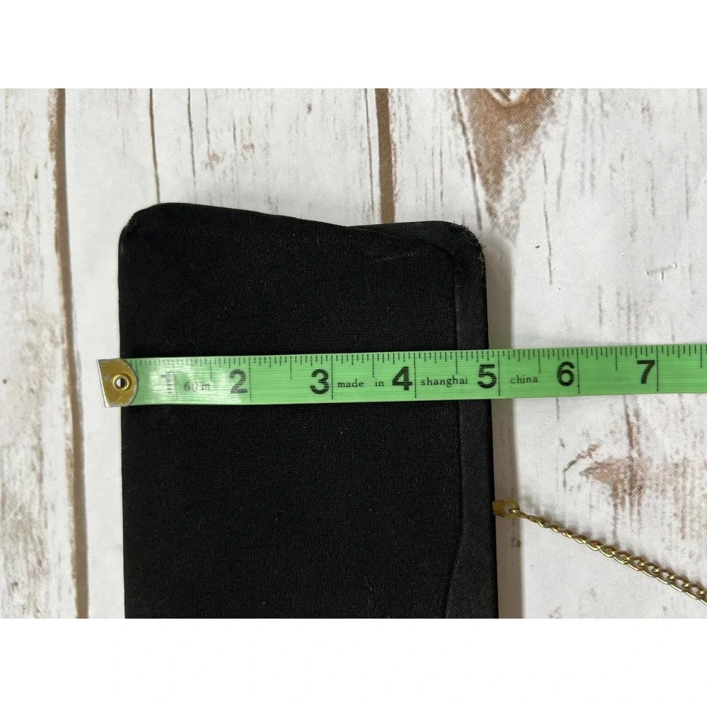 Vintage Clutch Black Vintage Jeweled Clasp Chain Strap OS